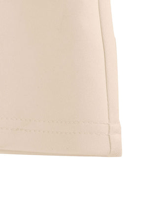 Apricot one-shoulder mini dress hem detail with double stitching.