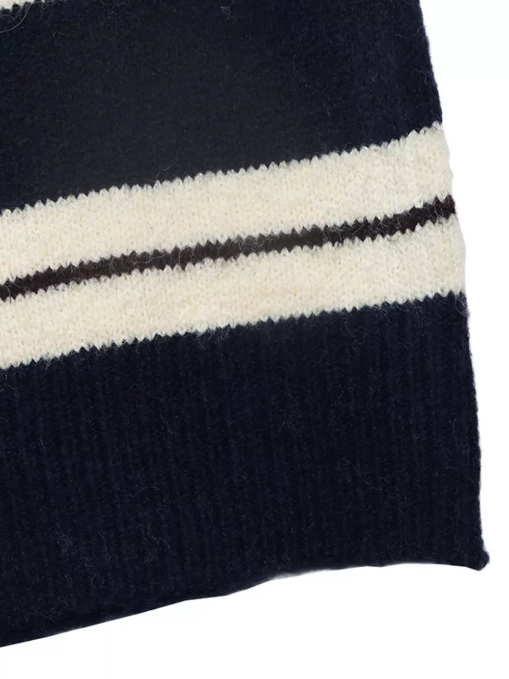 Striped Long Sleeve Button Detail Sweater in Dark Blue, alternate angle