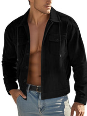 Casual Corduroy Jacket With Flap Pockets