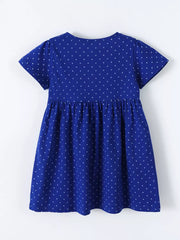 Children's Polka Dot Unicorn Rainbow Dress, back view