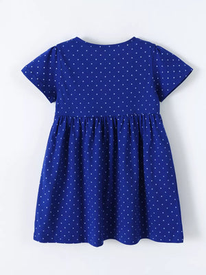 Children's Polka Dot Unicorn Rainbow Dress, back view