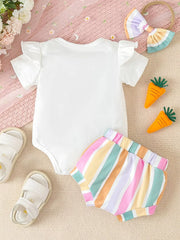 Children's Ruffled Short Sleeve Bodysuit And Shorts Set, fabric detail
