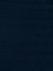 Navy ribbed knit hoodie dress fabric detail
