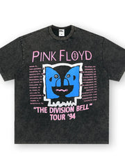 Dark gray cotton crew neck t-shirt with Pink Floyd graphic and tour dates.