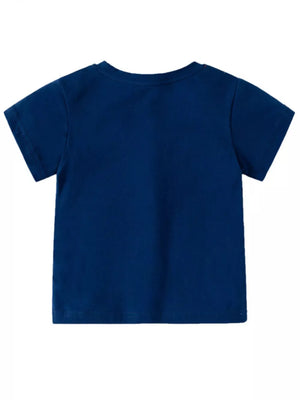 Navy blue toddler t-shirt with short sleeves and crew neck.