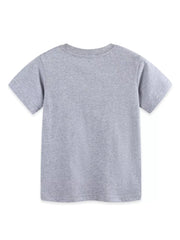Toddler grey cotton t-shirt with crew neck and short sleeves.