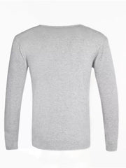 Men's Plus Size Solid Color Long Sleeve Knit Top in Navy, editorial view