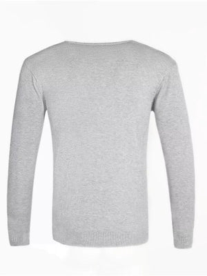 Men's Plus Size Solid Color Long Sleeve Knit Top in Navy, editorial view
