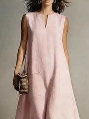 Notched Neck Sleeveless Maxi Dress