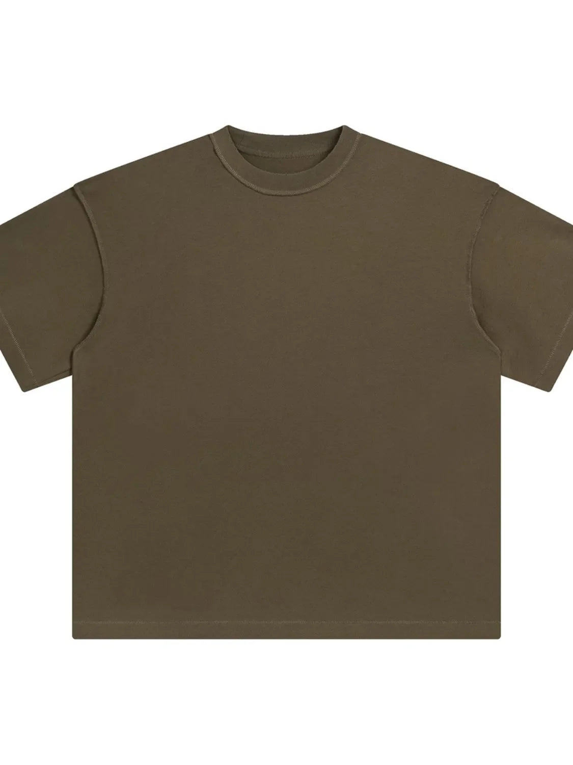 Urban Edge Half Sleeve Tee in Olive Brown with crew neck and relaxed fit.