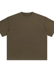 Urban Edge Half Sleeve Tee in Olive Brown with crew neck and relaxed fit.