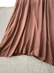 Brown embroidered floral two-piece set with textured fabric detail