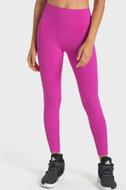 Pink seamless high-waist performance leggings with a sculpted fit.