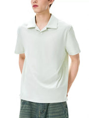 Short sleeve polo shirt in Water Wave Gray, 100% polyester, with a classic collar and casual fit.
