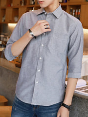 Men's Plus Size Casual Button Up Shirt in White, front view