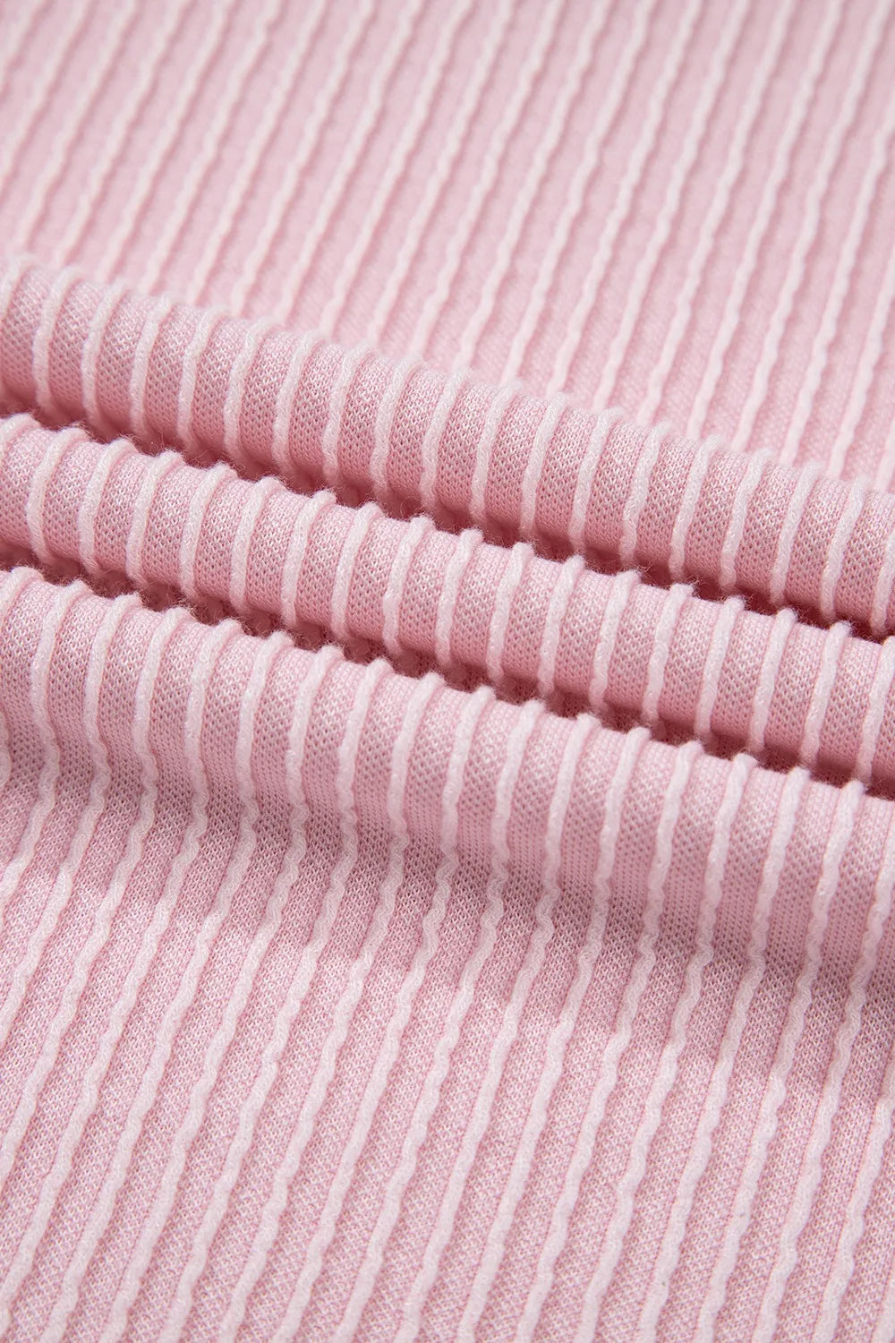 Blush pink ribbed loungewear set fabric detail