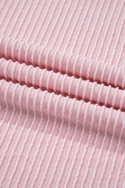 Blush pink ribbed loungewear set fabric detail