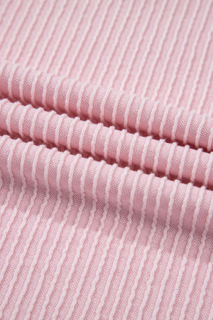 Blush pink ribbed loungewear set fabric detail