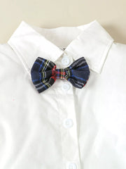 Children's Button Up Long Sleeve Shirt And Suspender Set in White, side view