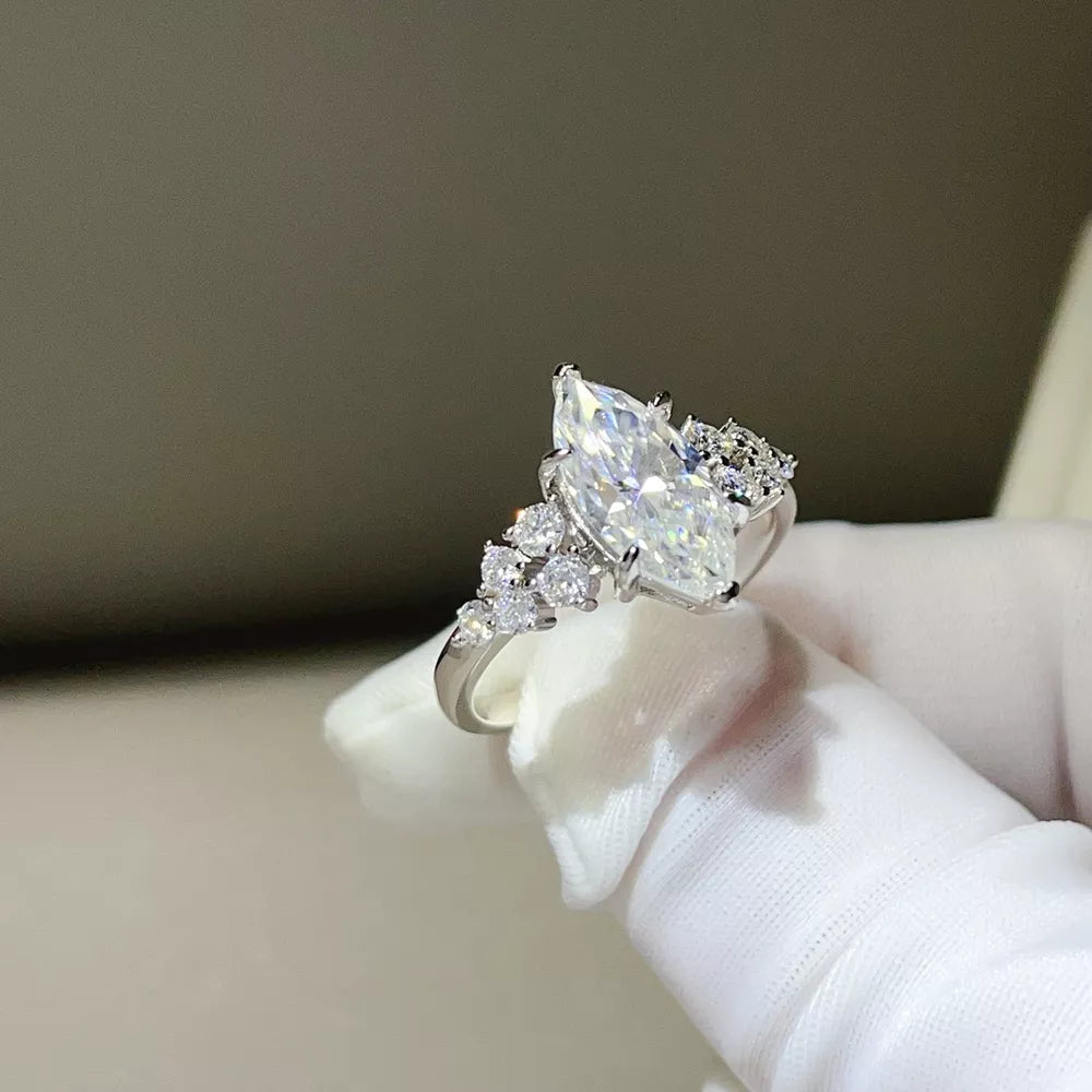 0.3 Carat Sterling Silver Solitaire Ring, model styling view