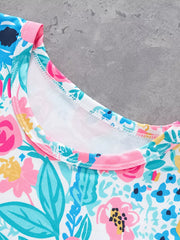 Floral Print Toddler Tee And Shorts Ensemble