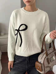 Chic Knit Sweater With Bow Detail