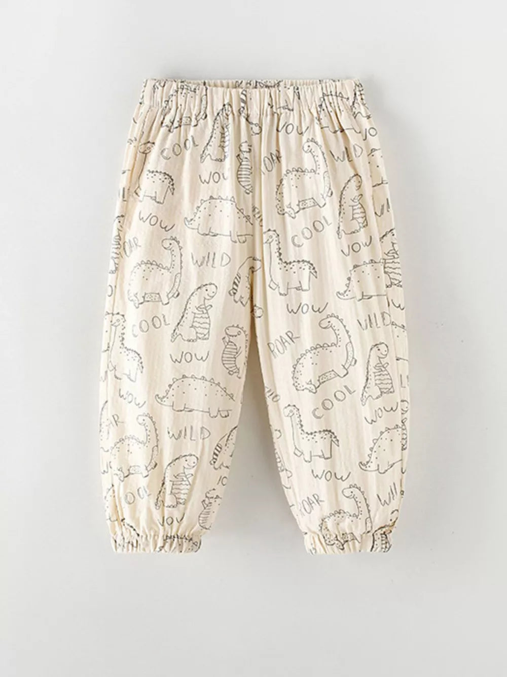 Children's Dinosaur Print Elastic Waist Pants, side view