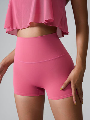 Deep Pink active shorts with sculpted pocket detail and high waist