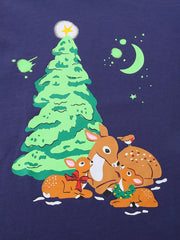 Toddler t-shirt with Christmas deer graphic, 100% cotton, crew neck.