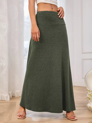 Flowy Maxi Skirt With Wide Waistband, alternate angle