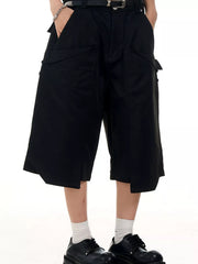 Men's Wide-leg Cargo Capris in Brown, model styling view