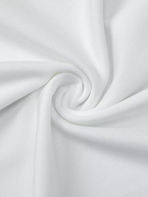 White ruched halter neck maxi dress fabric detail