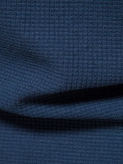 Navy textured crew-neck t-shirt knit with a waffle weave pattern.