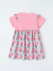 Children's Floral Print Bow Detail Dress, back view