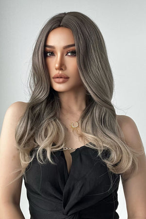 Ombre Wave Synthetic Wig in Ash Brown/Blonde, styled with loose waves.