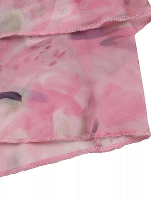 Pink floral print halter cami with ruffle hem detail