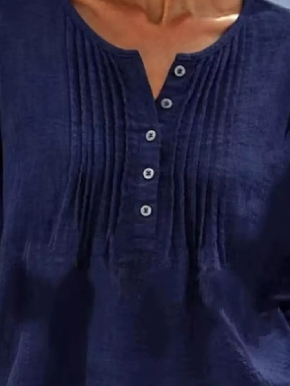 Casual Button Detail Long Sleeve Linen Shirt in Yellow, view 11