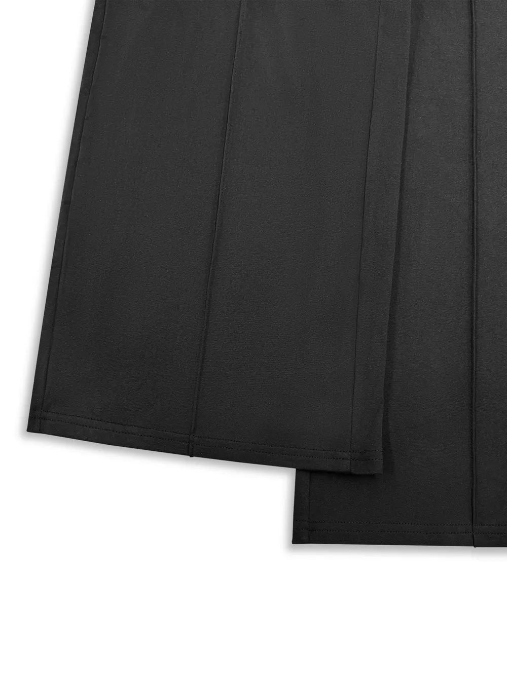 Black wide leg pajama pants with stitched seams and a relaxed fit.