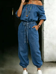 Chic Off-shoulder Pocketed Romper