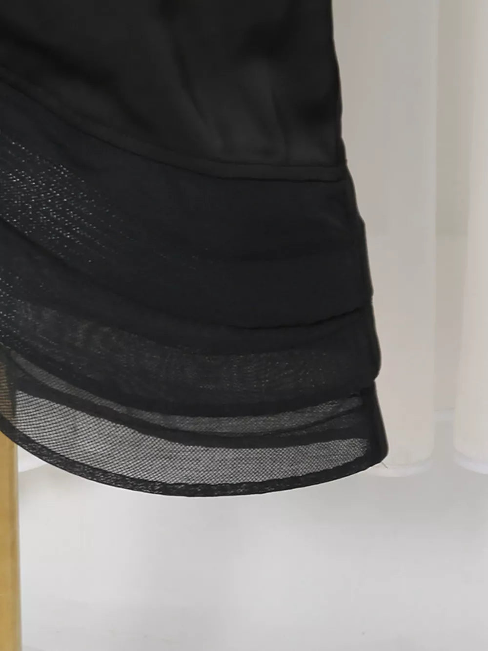 Spaghetti Strap Ruffle Slit Maxi Dress in Black, view 15