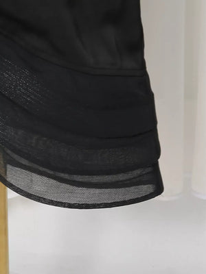 Spaghetti Strap Ruffle Slit Maxi Dress in Black, view 15
