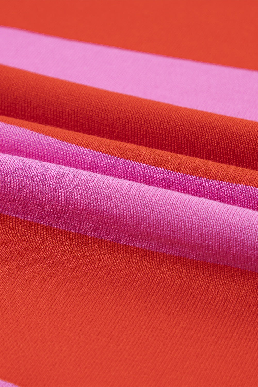 Striped knit tee in hot pink and red with short sleeves