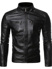 Men's Plus Size Zip Up Motorcycle Jacket in Coffee, fabric detail