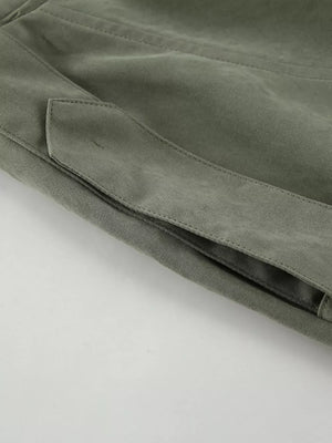 Lapel Collar Belted Cropped Trench in Moss, view 13