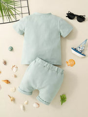 Baby green polo shirt and cuffed shorts set