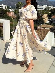 V-neck Midi Dress in Tan, model styling view