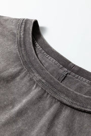 Relaxed mineral wash cotton tank top with crew neck detail.