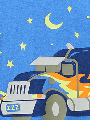 Toddler cotton underwear with a blue truck, moon, and stars graphic.