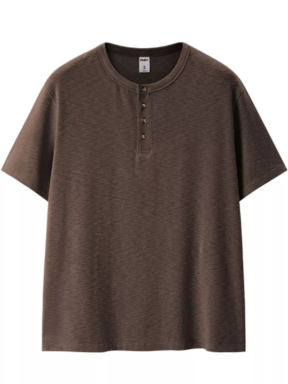 Men's Short Sleeve Henley T-shirt in Gray, side view