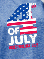 Cobalt blue t-shirt with 4th of July graphic and Independence Day text